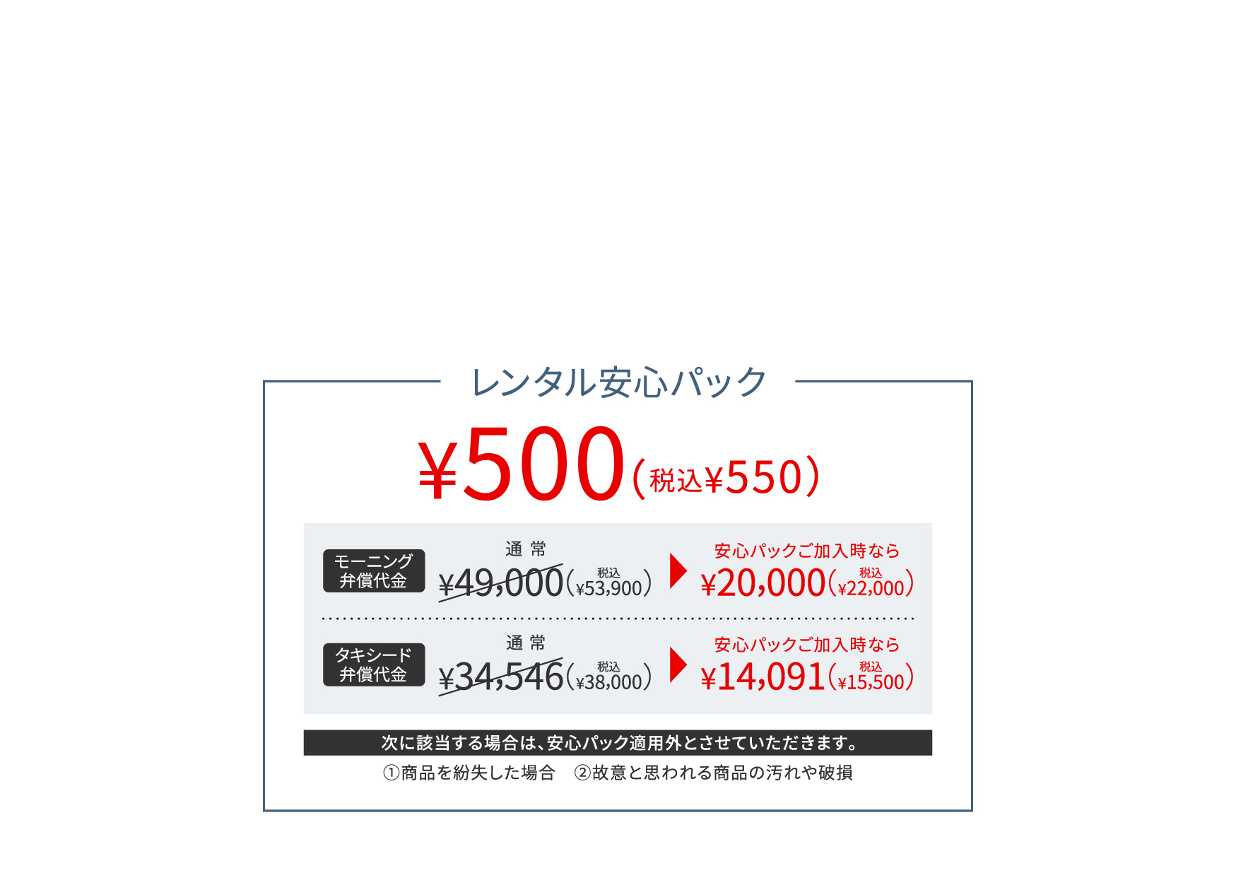 レンタル安心パック¥500(税込¥550)